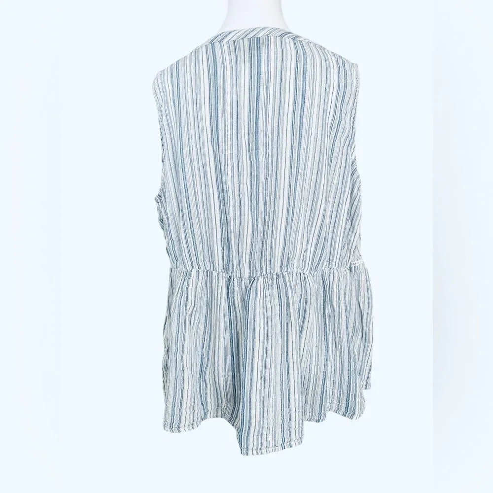 LANE BRYANT STRIPE BUTTON SLEEVELESS TOP, Sz 18‎